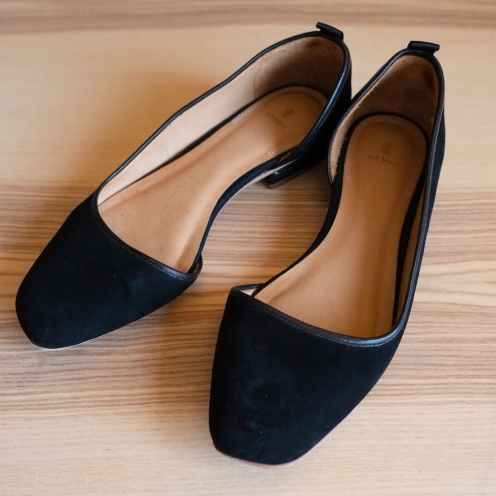 Bill Blass Lola Half D'Orsay Suede Flats Black